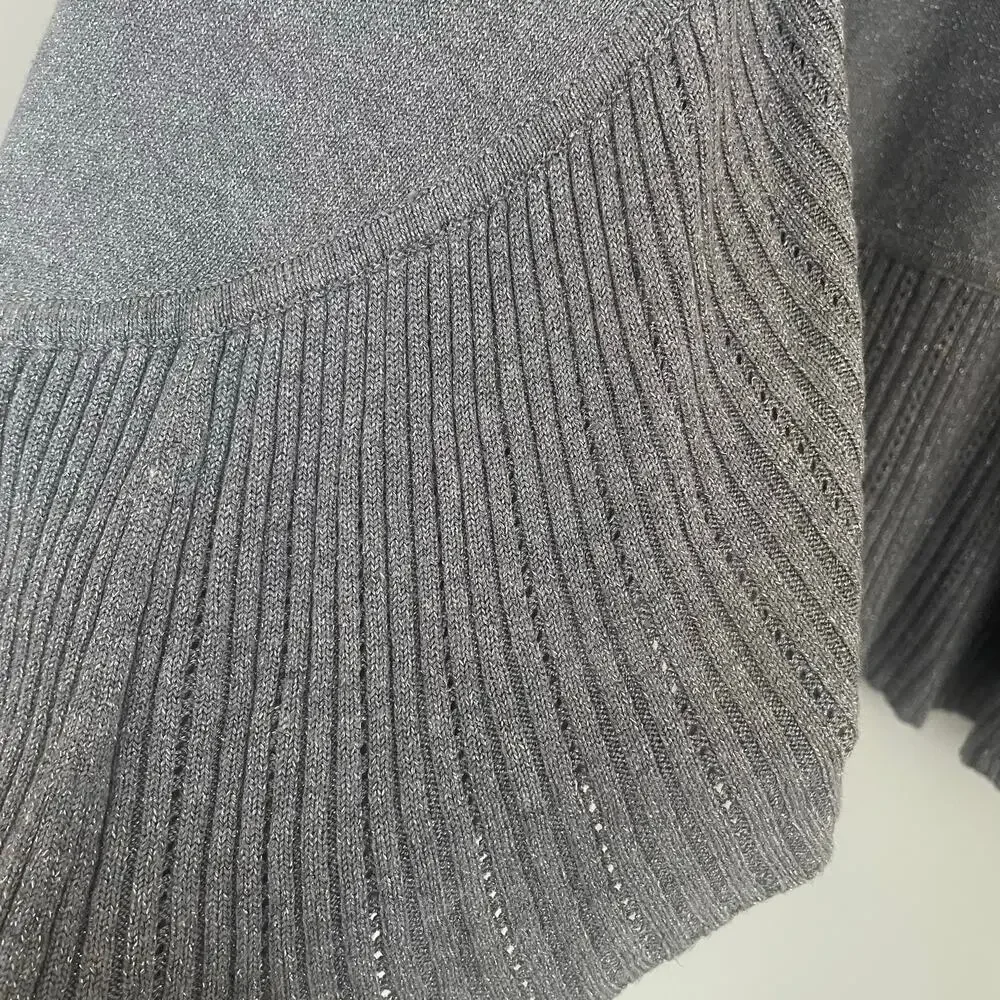 White House Black Market Sz L open front metallic cardigan - Picture 6 of 13